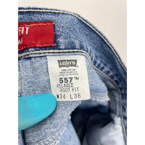 Vintage Levis 557 Jeans Men 34x36 Blue Relaxed Boot Fit Cowboy Y2k - Picture 11 of 15